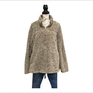 **ALPINE SHERPA Sweatshirt Pullover Quarter-Zip Neck Cozy Brown Long Sleeve Sz M